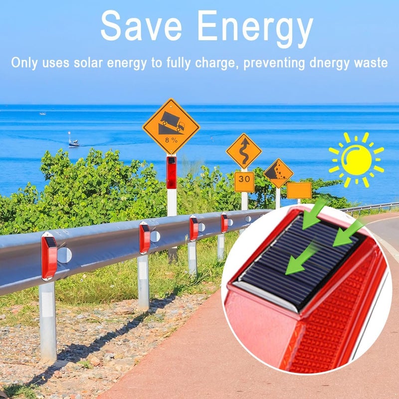 Aolyty Solar Strobe Warning Light LED Warning Lamp 4-Pack Super Bright IP54 Waterproof Light Control Flashing Beacon Barricade Construction Safety Road Signs Flash Traffic Lights (Yellow) - Image 5